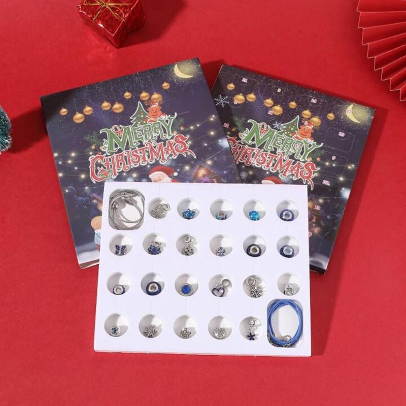 Рождественский Адвент-календарь Набор для творчества Рождественский DIY Бусы-ожерелье с 22 бусинами и 2 цепочками Календари обратного отсчета