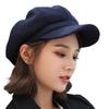 Ladies Beret Short Brim Plush Retro Dome Solid Color Headpiece Lightweight English Style Octagonal Cap Peaked Cap for Shopping Travel Dating