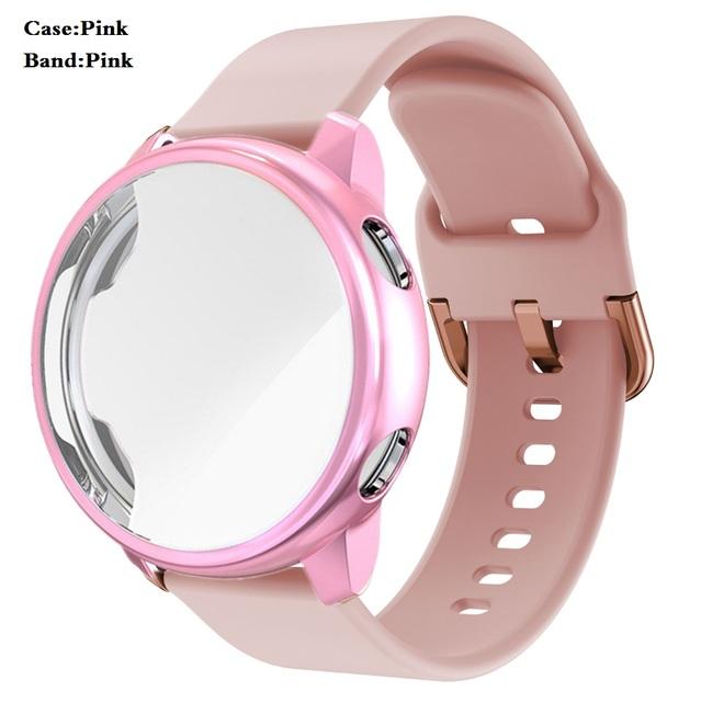 Ремешок + чехол для Samsung Galaxy Watch Active 2, 44 мм, 40 мм, Active, полное покрытие, силиконовый ремешок для умных часов, браслет, бампер из ТПУ