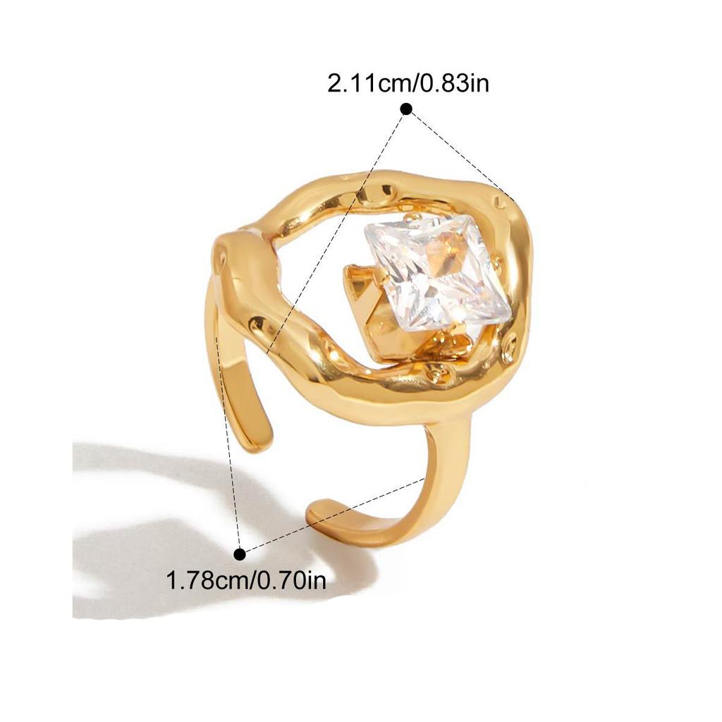 Yori Statement Stainless Steel Delicate Shiny Cubic Zirconia Ring High Quality 18K Gold PVD Plated Finger Jewelry Gift