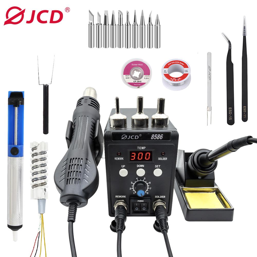 JCD Soldering Station 8586 Welding Hot Air Gun+Electric Soldering Iron 2 In 1 LCD Digital Display Welding Equipment Repair Tool