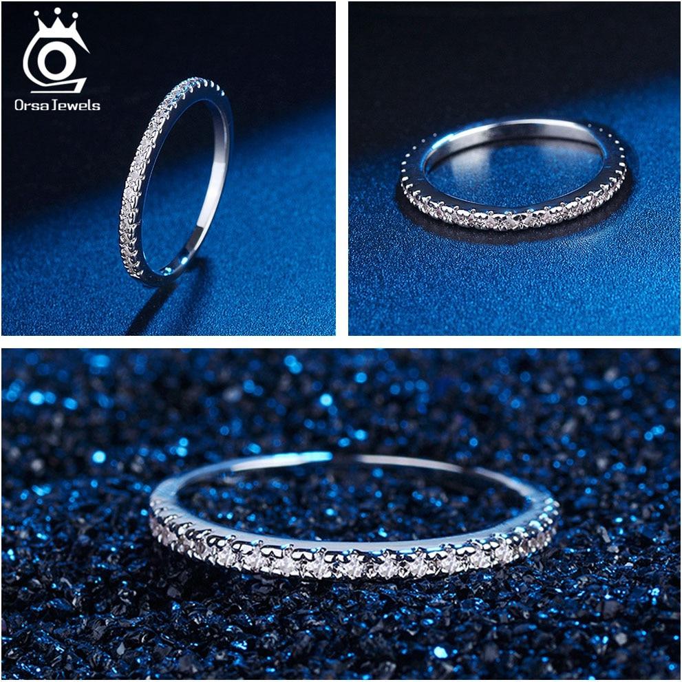 Orsa Jewels Кольца Серебристого Цвета Женские Классические Круглые Полностью Усыпанные ААА Девочки Кубический Цирконий Помолвочное Свадебное Собрание Свадебные Кольца