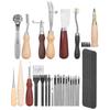 Набор из 33 инструментов для рукоделия из кожи, рабочие принадлежности для резьбы по коже, штамповки и тиснения