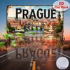 Hisun Tin Sign HD Aluminum Metal Sign Prague Vintage License Plate Style Wall Decor Retro Charles Bridge Vltava River Czech Republic Cityscap