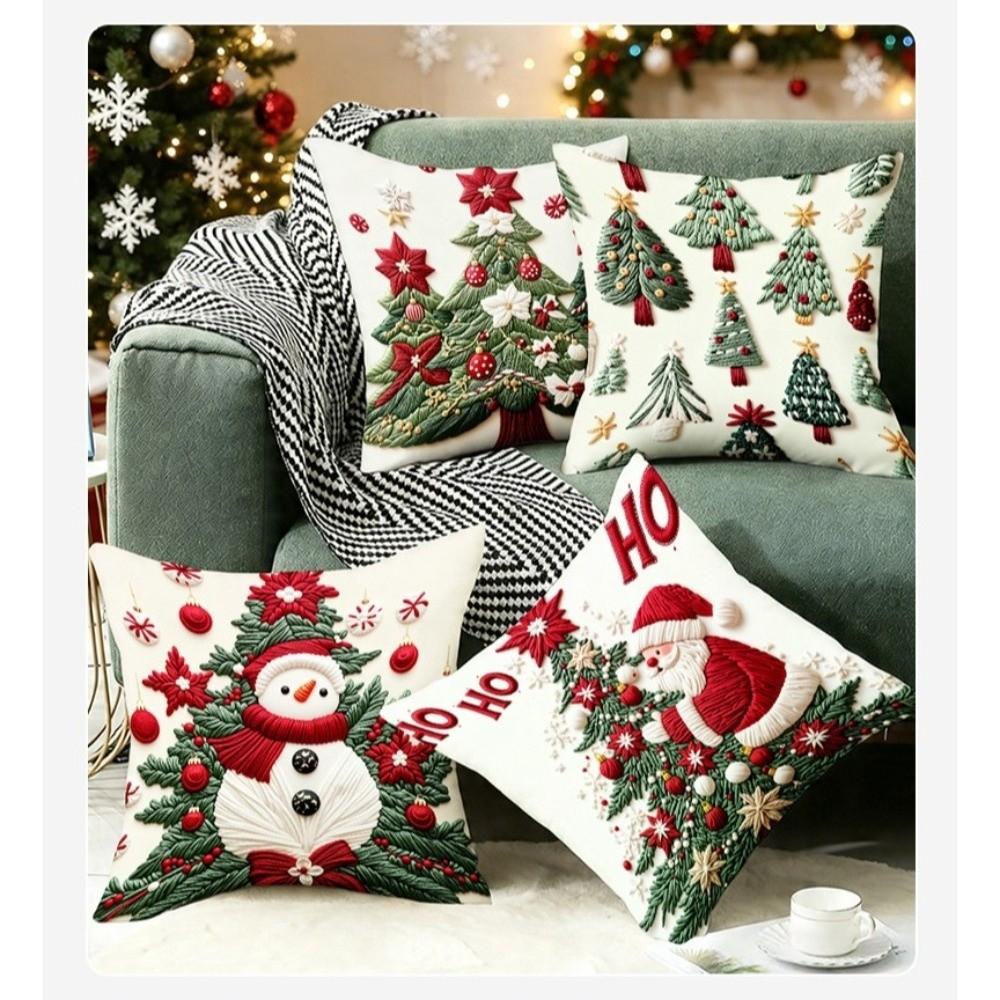 45x45cm Christmas Pillowcase Cartoon Santa Snowman Elk Pillow Case Christmas Decoration