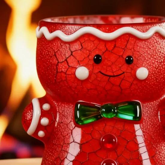 Ceramic Gingerbread Man Mug Christmas Gingerbread Man Shaped Coffee Cup with Handle for Coffee Tea Hot Chocolate Water