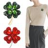 Clover Brooches For Women Green And Red Color Pin Peace And Health Plant Jewelry