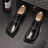 Fashion Fashoin New Arrival  Men Pointed Black Slip On Casual Leather Shoes Male Novelty Loafers Wedding Dress Formal Flats Footwear