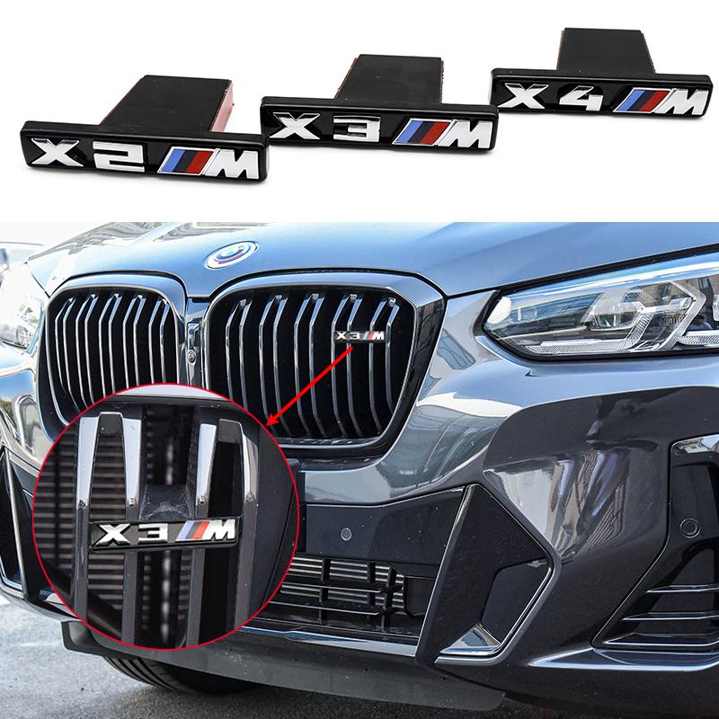 BLS1 ABS X badge Car Front Grille Emblem For BMW M X2 X1 X3 X4 X5 X6 F48 G01 E83 F39 F10 F30 G11 G07 G86 G80 G60 E60 E46 Accessories