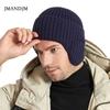 Зимняя теплая шапка для отдыха на открытом воздухе, мужская и женская, утолщенная вязаная шерстяная шапка, утепленная, с защитой от холода, с капюшоном, шапка-пуловер