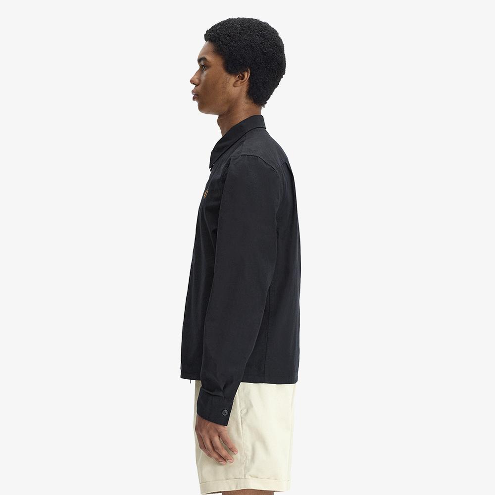 FRED PERRY [Sharp] Seersucker Zip Through Overshirt - Black Afpm2612428-102