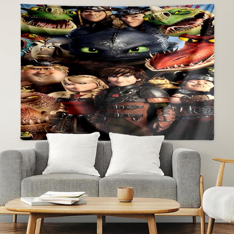 How to Train Your Dragon Print Tapestry, Lightweight Wall Hanging, for Bedroom, Dorm, Living Room, Home Art Decor, Birthday Christmas Gift for Friends