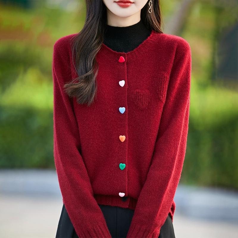Женский кашемировый свитер Qinghe Cashmere 30% кашемир 70% шерсть Осень и зима Кашемировый кардиган Мягкий и теплый