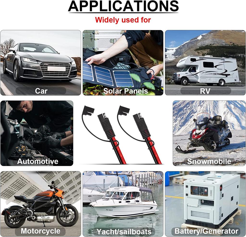 4 шт. удлинительный кабель SAE 12AWG 35 см SAE шнур питания 2-контактный солнечный элемент авто DIY удлинительный кабель-адаптер