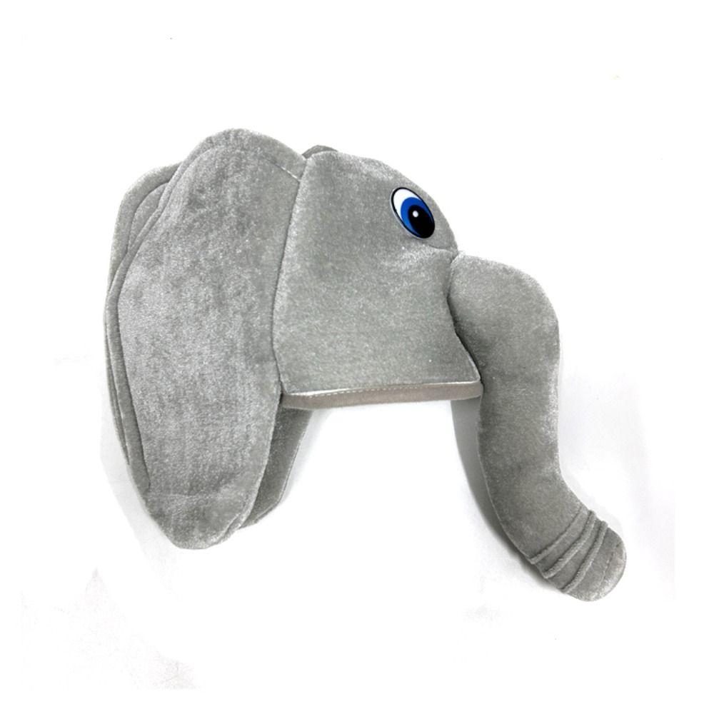 Creative Plush Animal Hat Cartoon Elephant Head Cover Gift Elephant Trunk Cap Carnivals