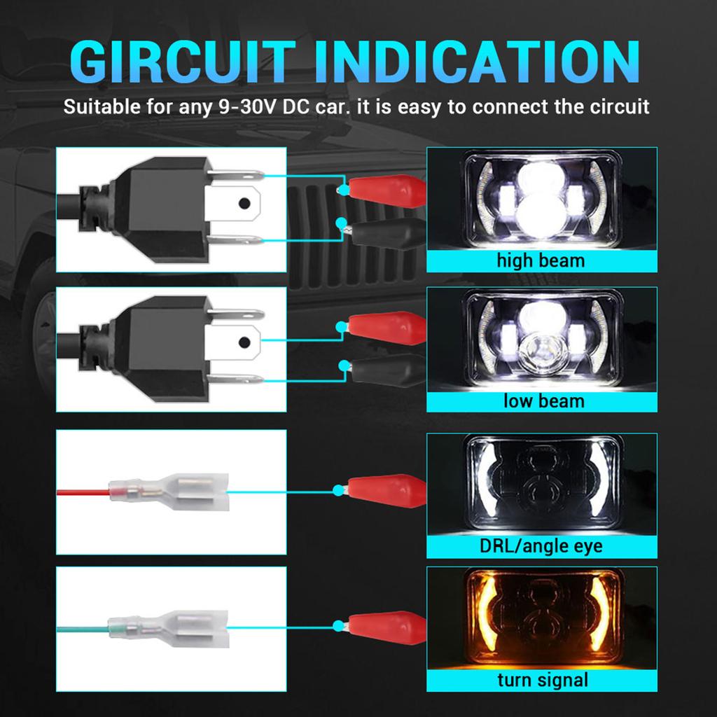 5 Inch LED Headlight 4x6 Inch Car Rectangular Headlight with DRL Turn Signal HighLow Beam
