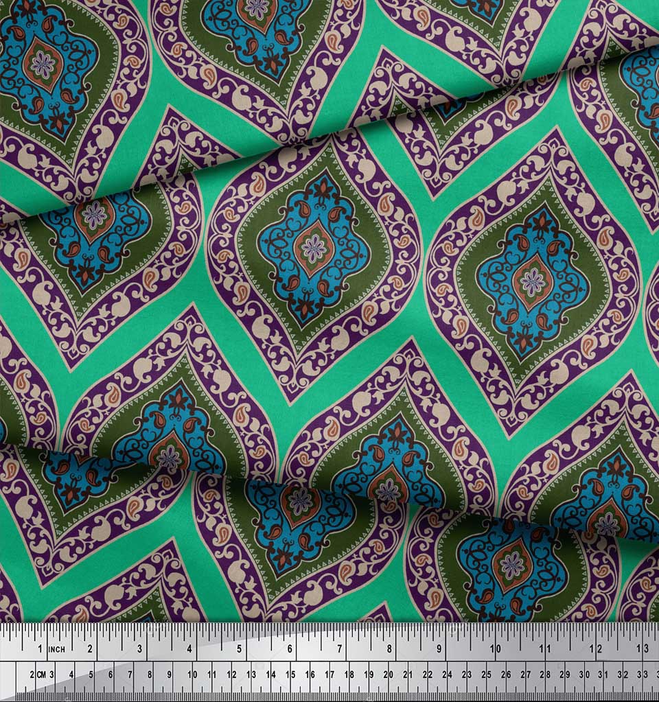 Soimoi Черная полиэфирная креповая ткань Бесшовная ткань с дамасским принтом по метрам 42 дюйма