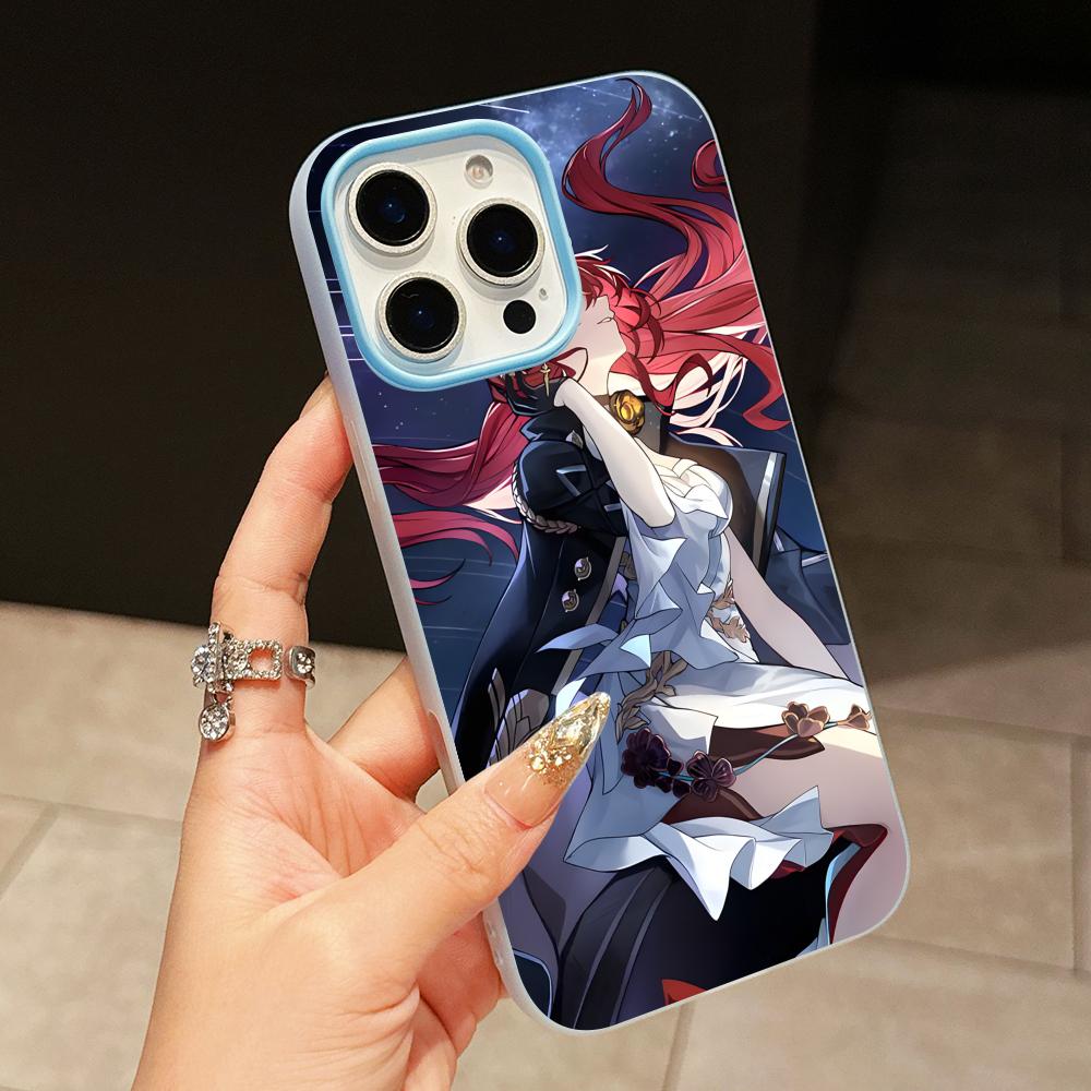 HSR Himeko Jelly Двухслойный светло-голубой чехол для мобильного телефона для iPhone 17 16 15 14 13 12 11 Air Pro Max Plus Защитный