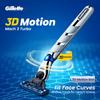 Gillette Mach 3 Turbo Razor 1 Handle 2 Blades Men's Shaving Razor with Floating Razor Head Shaver