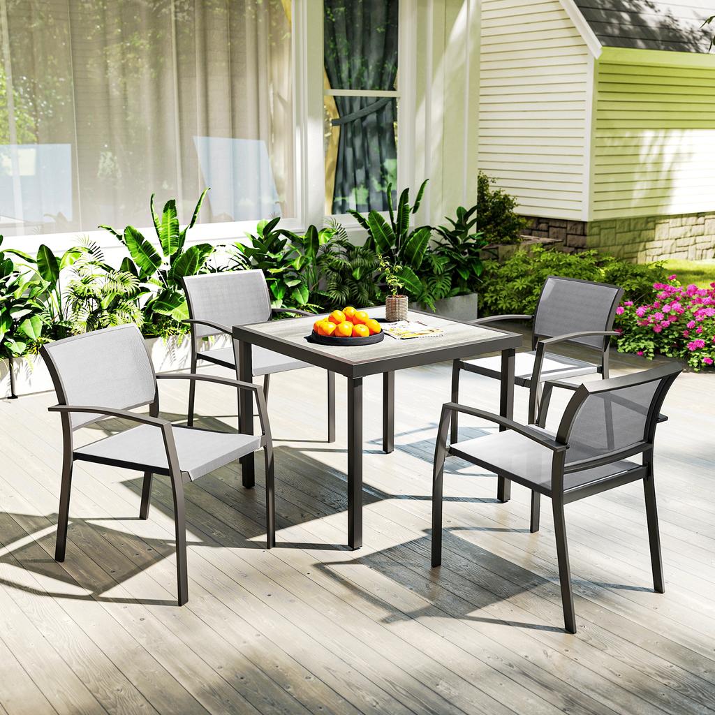 Five-Piece Outdoor Garden Dining Set - Grey
