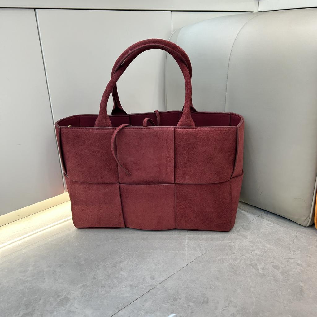 Head Layer Frosted Leather Hand Woven Handbag Large Capacity Tote Bag Single Shoulder Bag For Women