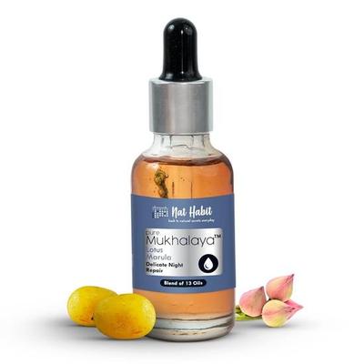 Nat Habit Lotus Marula Mukhalaya, масло для лица для женщин, ночное заживление и восстановление кожи, со смесью 13 масел холодного отжима, натуральный уход за лицом, 15 мл