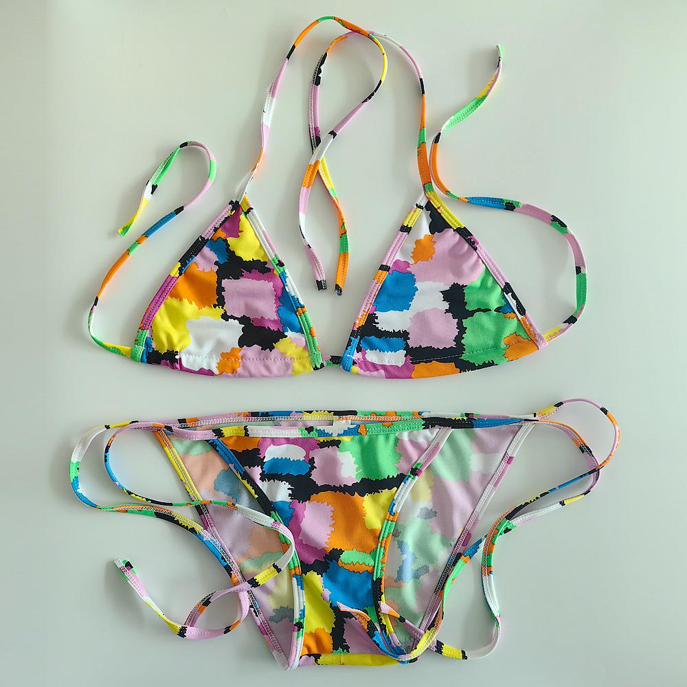 Женский купальник бикини на шнуровке с цветочным кружевом и нагрудными вкладышами, 2025