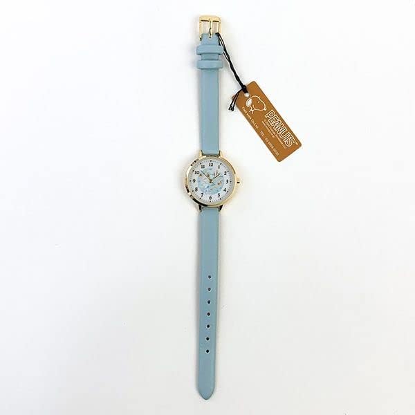 [Fieldwork] Women's Watch Snoopy Analog Leather Belt Watercolor Illustration Blue PNT033-3