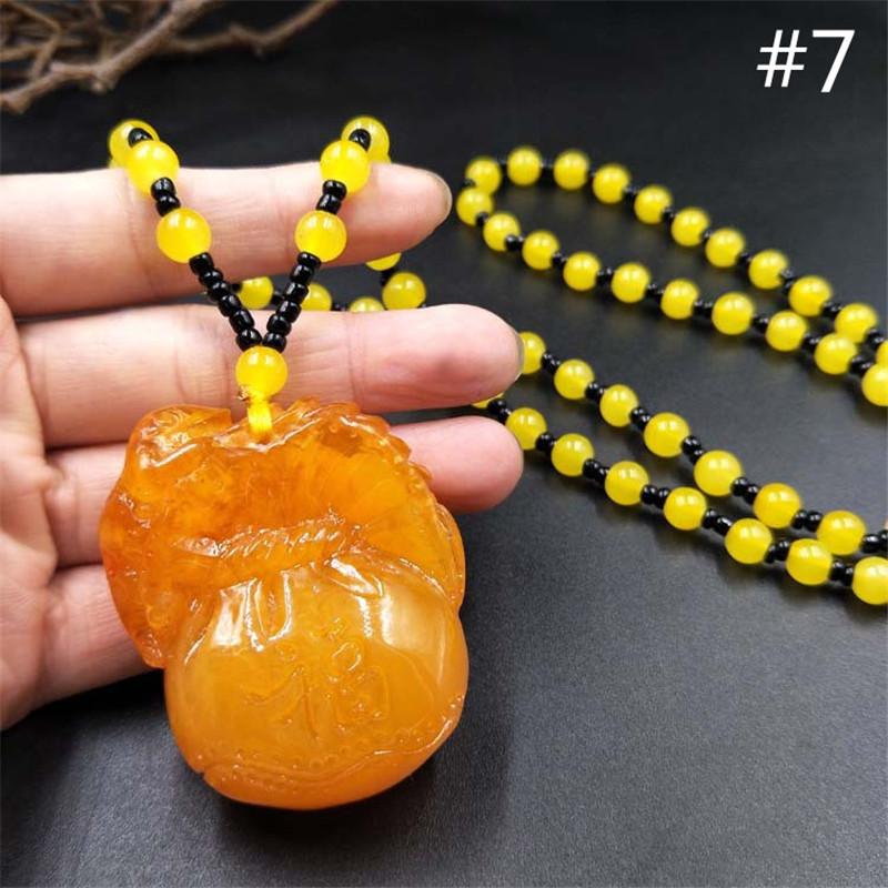 Винтажный богемный этнический стиль, пчелиный воск, янтарный кулон, женский свитер, цепочка, ожерелье из бисера