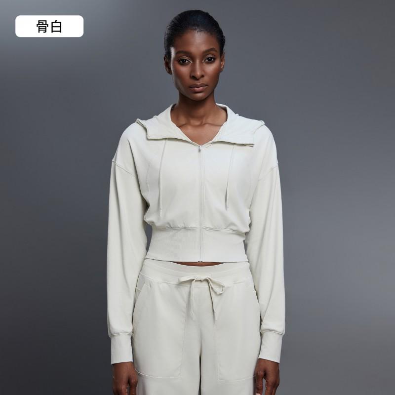 Womens Lightweight Hooded Sport Jacket Short Fit Long Sleeve Casual Fitness Top Workout Yoga Running