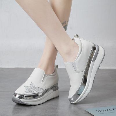 Женская спортивная обувь большого размера в стиле кэжуал, новая модная обувь на толстой подошве со стразами, лоферы-однопедальки для ленивых, одинарная обувь для женщин