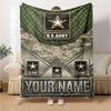 Name Custom US. Army Print Flannel Blanket High Quality Warm Comfortable Cover for All Seasons Perfect for Gifts Home Decor