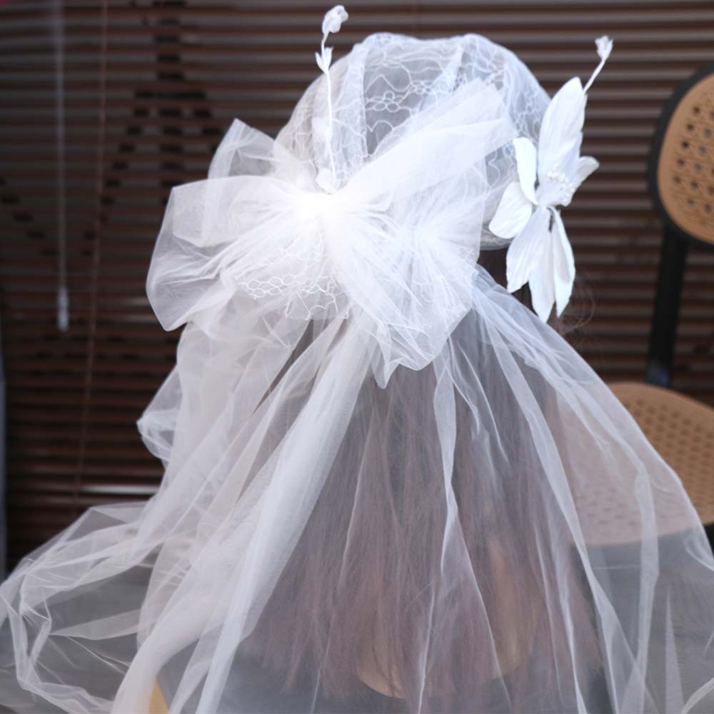 Французский стиль Свадебное кружево Цветочная шляпка Роскошная свадебная повязка на голову Свадебный головной убор Аксессуары для волос