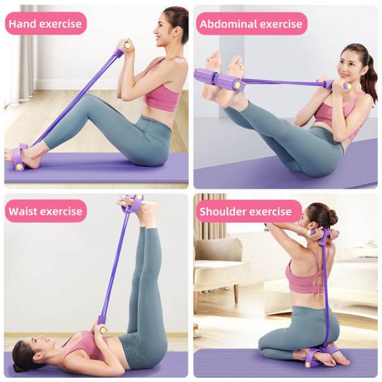 Sit-up Pedal Puller Resistance Band with Handle Multifunction 4/6-Tube Elastic Yoga Pull Rope Men Women Pedal Tensioner Exerciser Workout Equipment