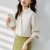 Модная шифоновая блузка с отложным воротником, женские офисные рубашки на пуговицах, женские топы с длинными рукавами, элегантная одежда 29978