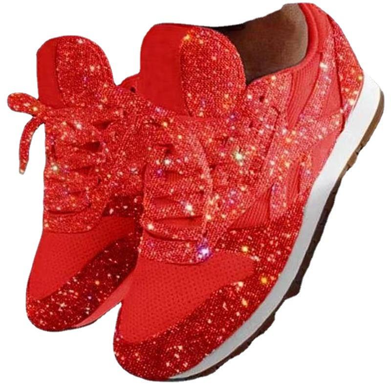 Sneakers Children's Muffin Sequins Shoes Color Matching Breathable Rhinestone Platform Sneakers Women's Large Size