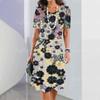 New women's dress with floral print, summer elegant dress, Femle short sleeved dress, fashionable oversized clothing