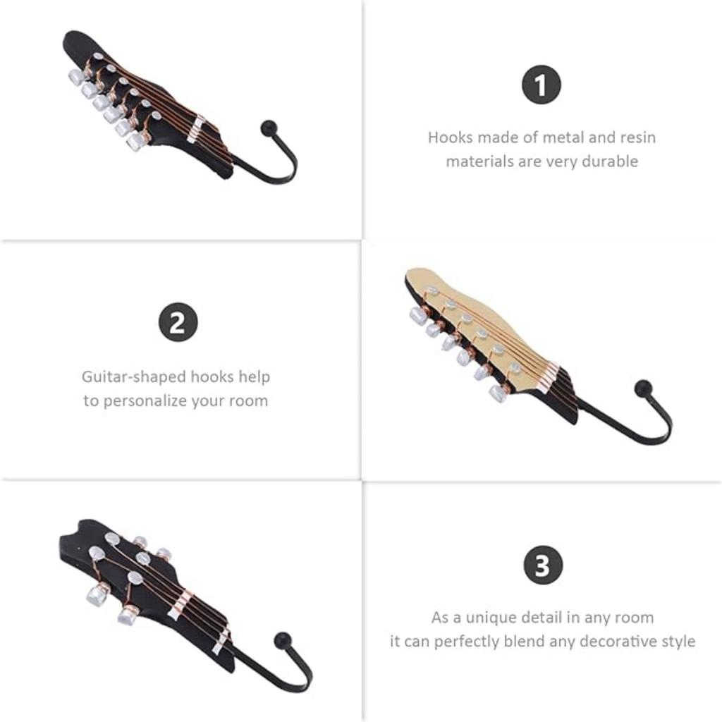 Настенный крючок в форме гитары Настенные крючки Металлические смоляные крючки Настенные винтажные декоративные крючки Вешалки для одежды Пальто Полотенца Ключи Шляпы