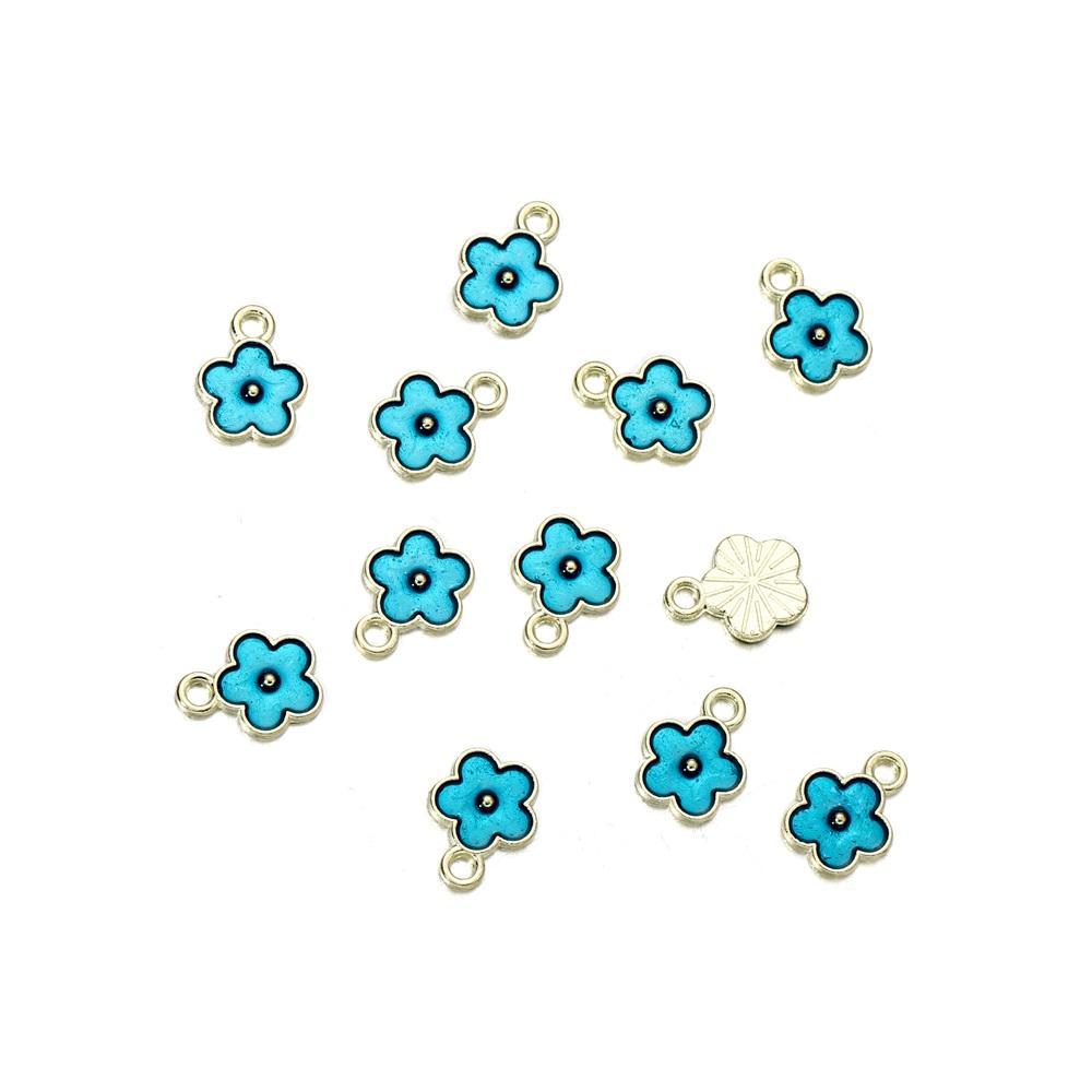 10Pcs/lot Mix Style Colorful Flower Pendants Enamel Metal Necklace Bracelet Charms For DIY Jewelry Making Supplies Accessories