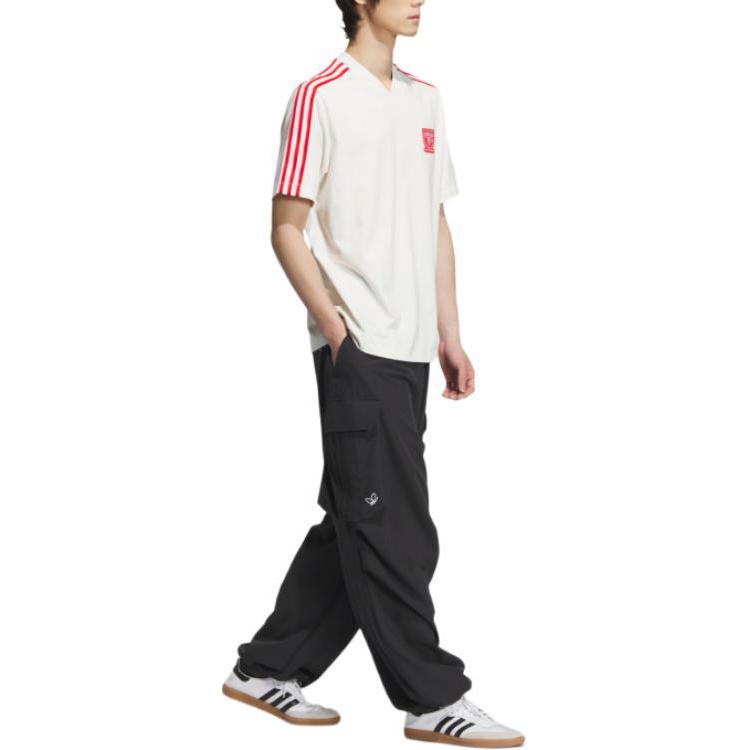 adidas Футболка Originals Graphic с логотипом, полосатым принтом, V-образным вырезом, коротким рукавом, мужская футболка, белая JD3259