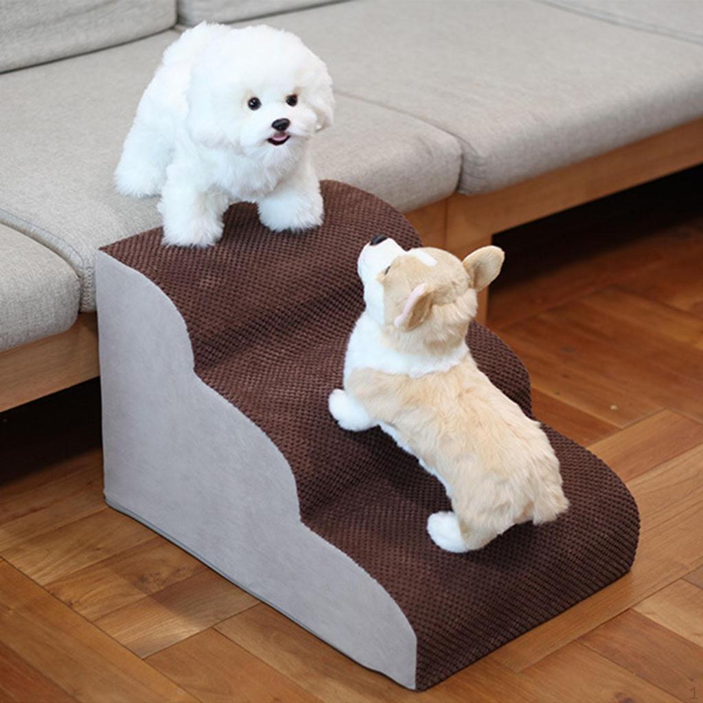 3 Steps Dog Stairs Cat Ladder Non Slip Portable Soft Removable Cover Breathable Puppy Ramp