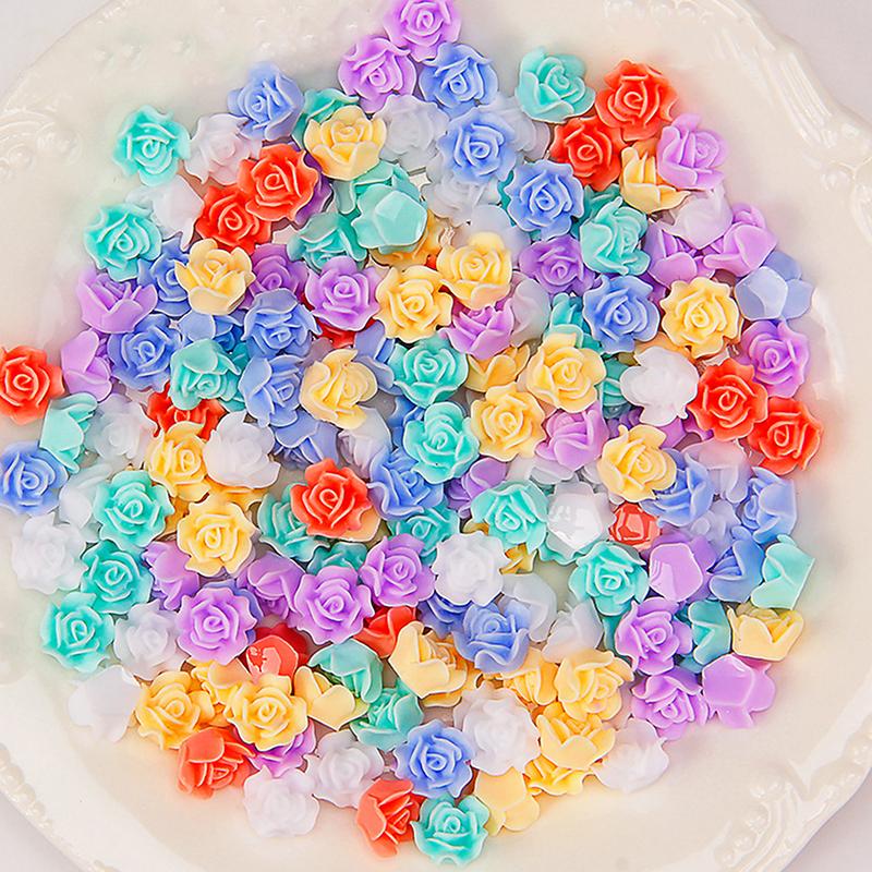 50Pcs 3D Mini Flower Flatback Resin Accessories Diy Craft Phone Patches Material