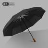 Three-fold 10-bone Automatic Double Umbrella, Solid Wood Handle, Aluminum Alloy Skeleton, Vinyl Fabric, UV-proof Sun Umbrella