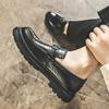 New Modelsmall Leather Shoes Men'S British Style Spring And Autumn New Black Loafers One-Pedal Single Shoes 3518-J