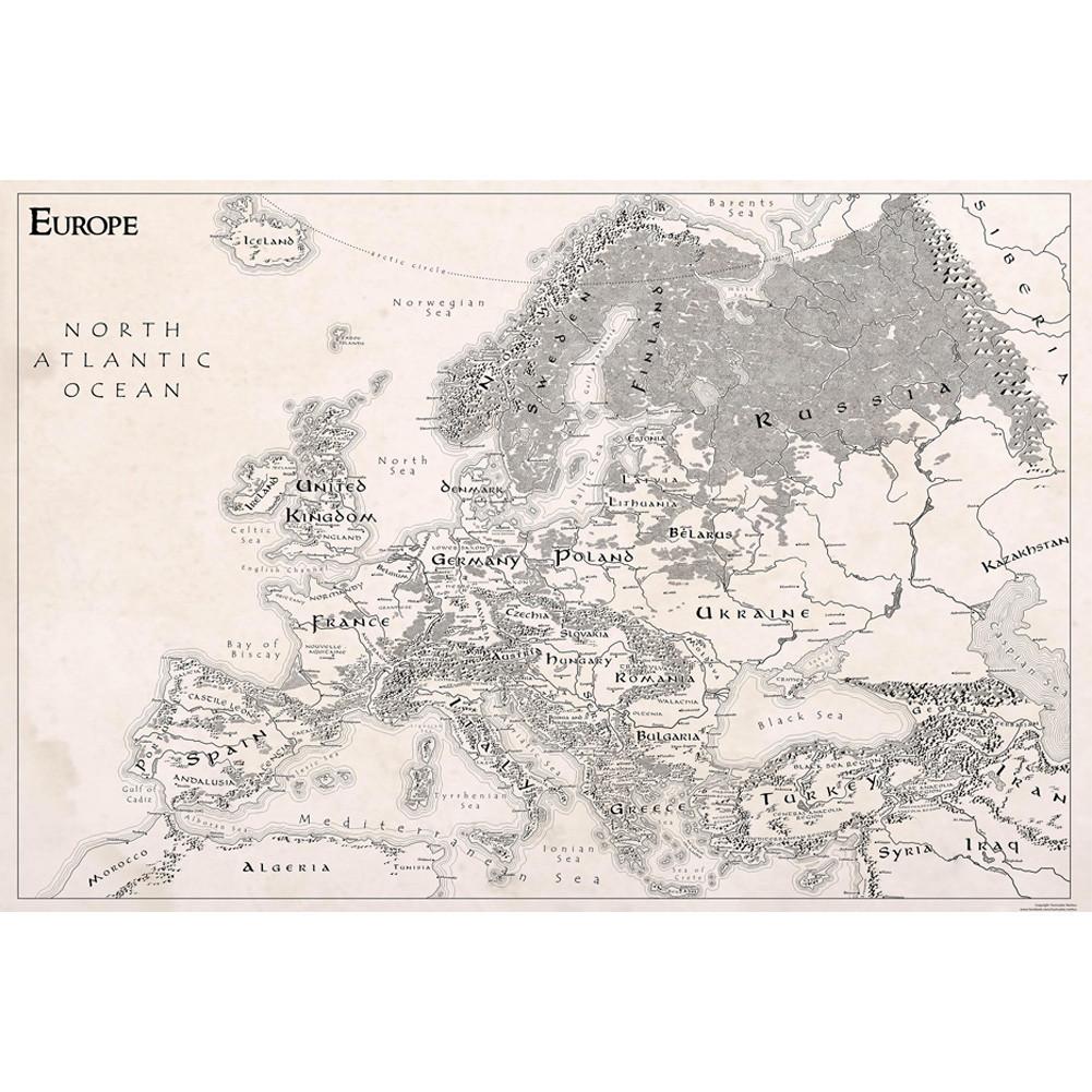 Карта Европы - необрамленная винтажная образовательная настенная живопись для домашнего офиса, декор, подарок, образовательная настенная живопись, декоративная карта