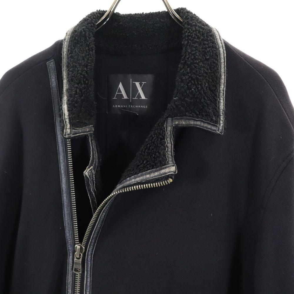 Armani Exchange Sweat Riders Jacket L Black With Thin Padding Men's Used