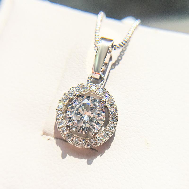 Классическое круглое ожерелье с бриллиантами в европейском и американском стиле с подвеской из циркона для женщин