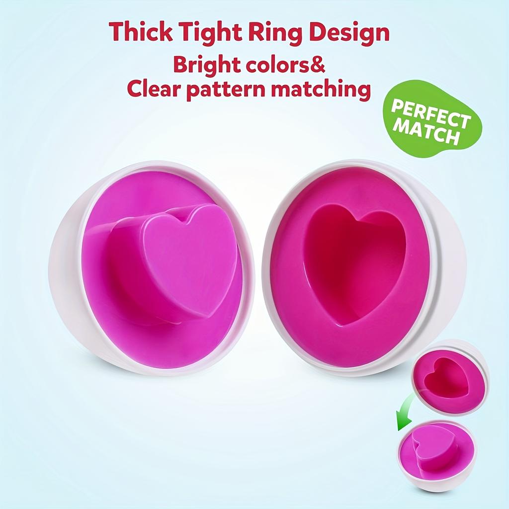 12pcs Set Egg Matching Game Toy Color Shape Recognition Sorter Puzzle Toy for Toddlers Easter Travel Game Early Learning Educational Fine Motor Skill