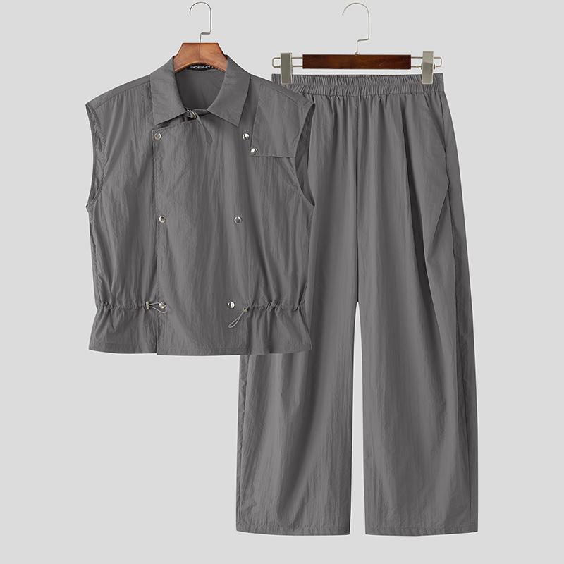 INCERUN Мужские повседневные комплекты из двух предметов: безрукавка и длинные брюки-карго