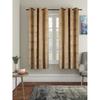 Pack of 2 Polyester Leaf Print Velvet Foil Window Grommet Curtains Brown